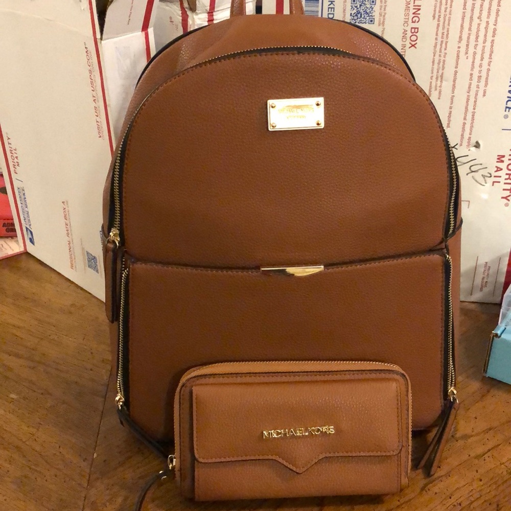 Michael kors backpack and wallet